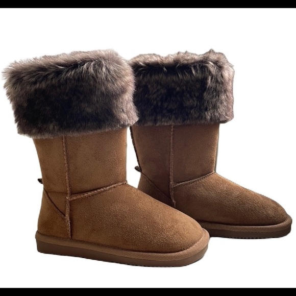 Girls sz13 Joe Fresh Faux fur boots NWOT medium brown - Picture 1 of 7